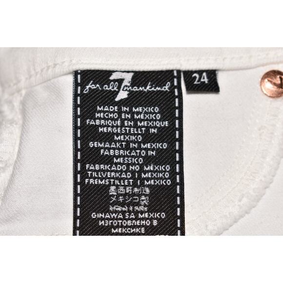 7 FOR ALL MANKIND NEW $185 Ankle Skinny Jean w/ Wave Hem Clean White Size 24 - Picture 5 of 5